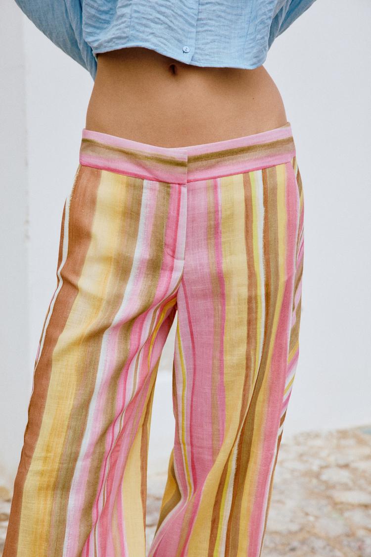 STRIPED WIDE LEG PANTS