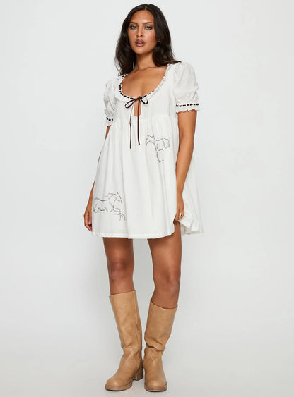 Willa Embroidered Mini Dress